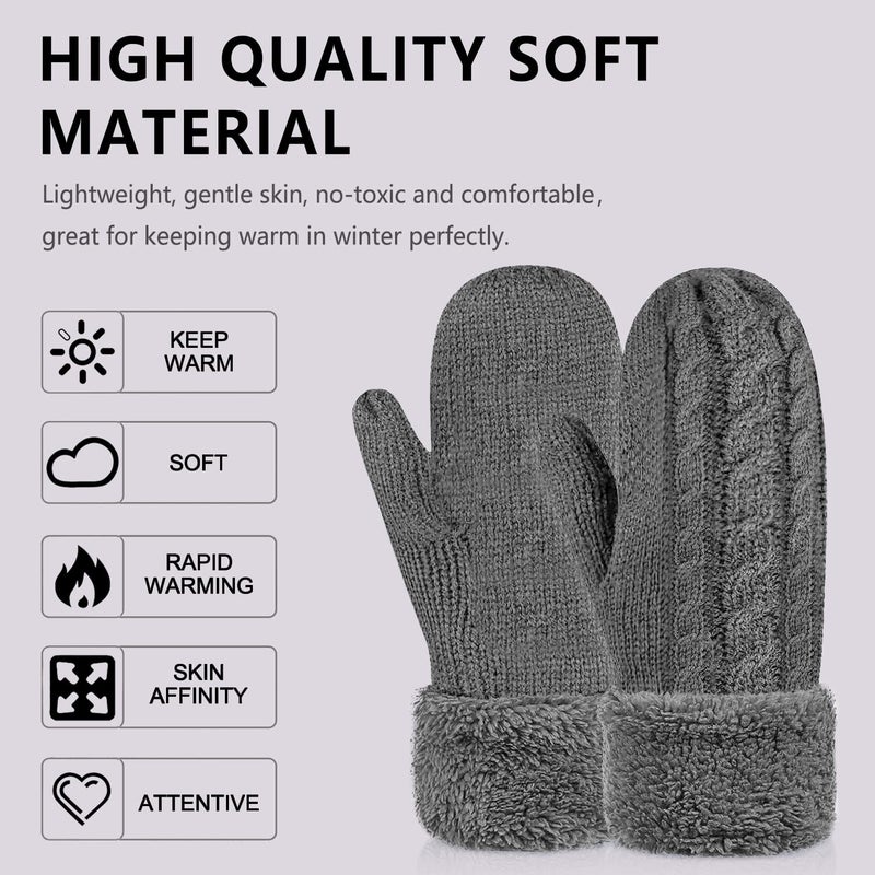 Whiteleopard Women's Winter Gloves Warm Lining - Cozy Wool Knit Thick Gloves Mittens in 11 color(dark gray) - Image 3